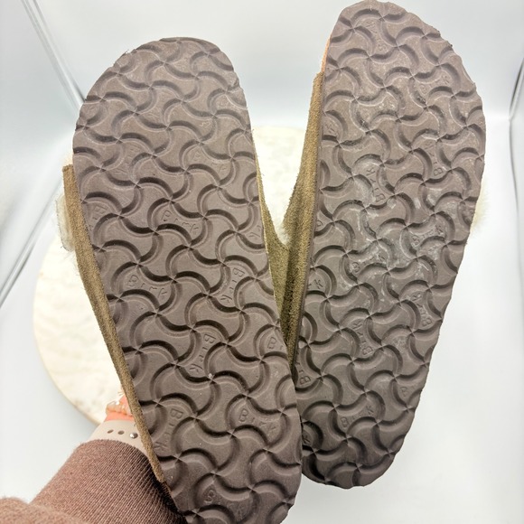 Birkenstock Arizona Shearling Suede Slides Fur Brown Sandals 39 Size 8.5-9 - Picture 8 of 8